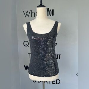 Tory Burch Black Sequin Tank Top